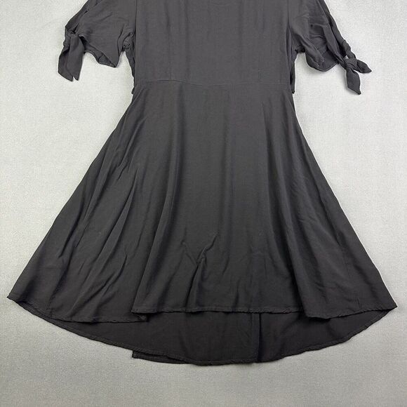 ASOS Wrap Dress Womens 10 Black Layered Tie Front Flowy Basic Minimalist - Picture 11 of 16